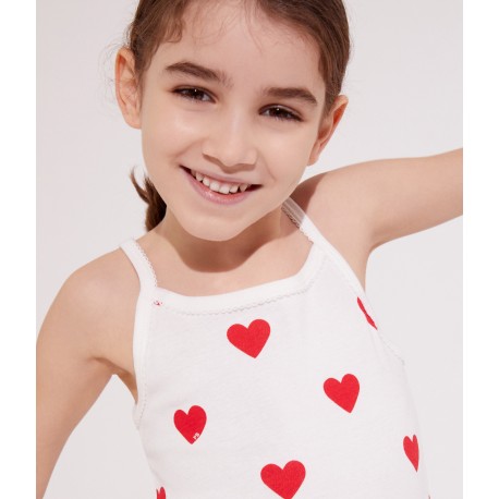 GIRLS' RED HEART PATTERN ORGANIC COTTON STRAPPY TOPS - 2-PACK
