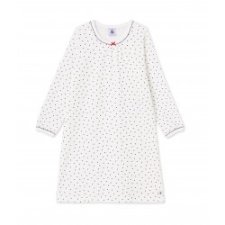 Girl's ribbed cotton nightgown with little hearts
