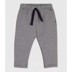 BABIES' THICK JERSEY STRIPY TROUSERS
