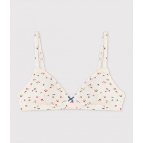 GIRLS' FLORAL COTTON AND ELASTANE PADDED BRA