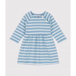 BABIES' LONG-SLEEVED STRIPY THICK JERSEY DRESS