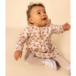 BABIES' LONG-SLEEVED PATTERNED QUILTED TUBE KNIT DRESS