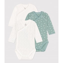 LONG-SLEEVED WRAPOVER COTTON BODYSUITS - PACK OF 3