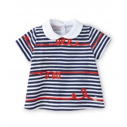 Baby girl blouse with irregular stripes