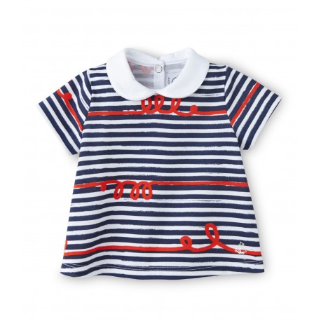 Baby girl blouse with irregular stripes
