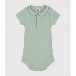 BABIES SHORT-SLEEVED COTTON BODYSUIT WITH COLLAR