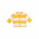 Baby girl wool and cotton knit cardigan with wide stripes