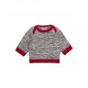 Baby boy plain wool and cotton knit jumper with envelope neck