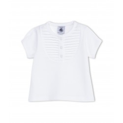 Baby girl T-shirt with pleated panel