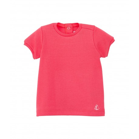 Baby girl short-sleeved, gathered cotton T-shirt