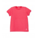 Baby girl short-sleeved, gathered cotton T-shirt