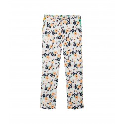 Women’s printed trousers in stretch cotton satin