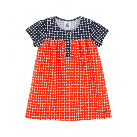 Baby girl poplin and jersey polka dot dress