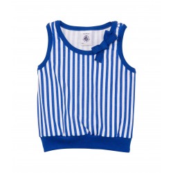 Baby girl light jersey vest top with vertical stripes