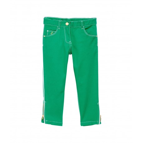 Girl’s 5-pocket slim trousers in serge with zips