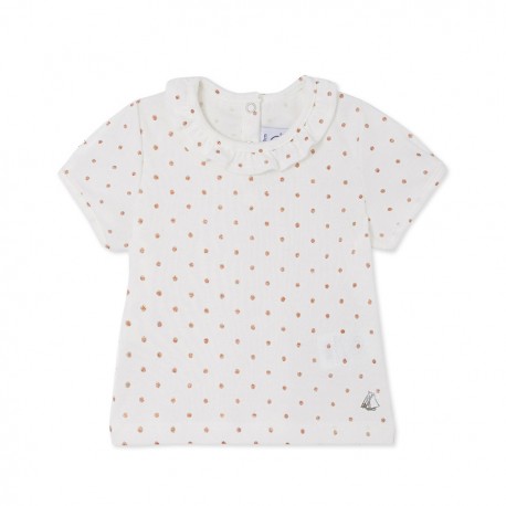Baby girls' tee with sparkly polka dots