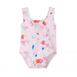 Baby girls' one-piece printed swimsuit