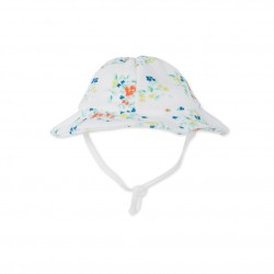 Baby girls' hat in printed terry cloth bouclette