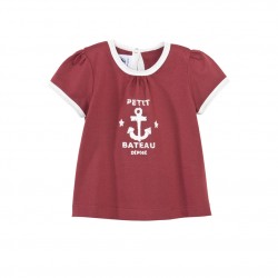 Baby girl T-shirt in mid-light jersey with anchor motif
