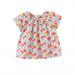 Baby girl A-line, flower print poplin blouse