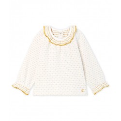 Baby Girls' Long-Sleeved Tube Knit Patterned Blouse