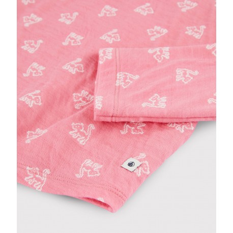 Girls' Jacquard Cats Pyjamas in Wool and Cotton 