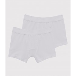Set of 2 little boys' plain white boxer shorts
