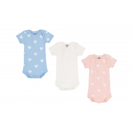 Baby Girls' Pink Short-Sleeved Organic Cotton Bodysuits - 3-Pack