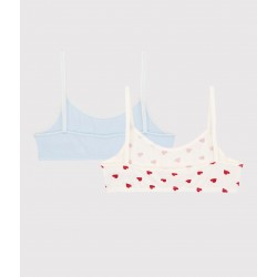 Girls' Red Heart Pattern Organic Cotton and Elastane Undershirts - 2-Pack