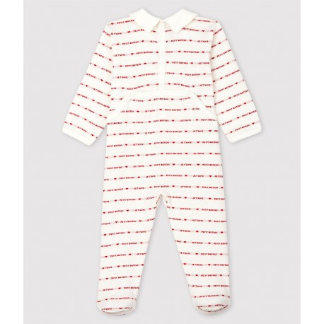 Petit Bateau Baby Girls' Sleepsuit with Woven 'Je t'aime'