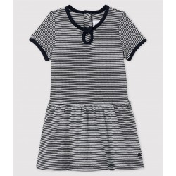 Baby Girls' Short-Sleeved 2x2 Rib Knit Dress.