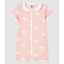 Baby Girls' Pink Heart Pattern Organic Cotton Playsuit