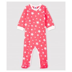 Babies' Zip-Up Star Pattern Cotton Sleepsuit