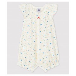 Babies' Cotton and Linen Blend Playsuit with Little Flowers