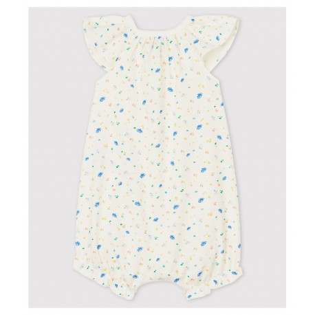 Babies' Cotton and Linen Blend Playsuit with Little Flowers