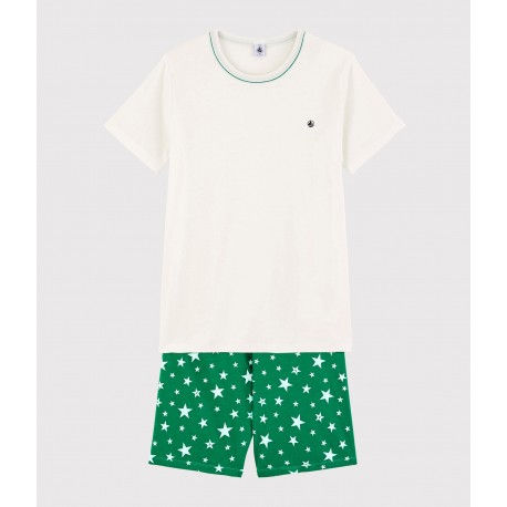 Unisex White Starry Ribbed Short Pyjamas