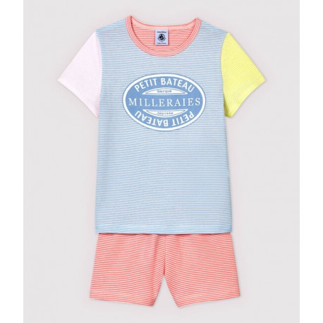 Girls' Colourful Pinstriped Cotton Short Pyjamas
