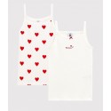 GIRLS' RED HEART PATTERN ORGANIC COTTON STRAPPY TOPS - 2-PACK