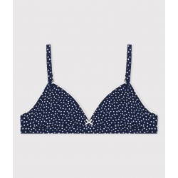 GIRLS' SPOTTED COTTON AND ELASTANE PADDED BRA