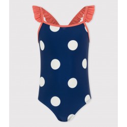 GIRLS' ONE-PIECE SPOTTED SWIMSUIT