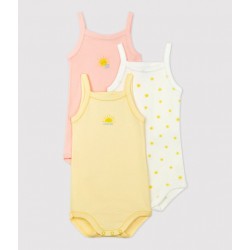 BABIES' STRAPPY ORGANIC COTTON BODYSUITS - 3-PACK