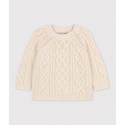 BABIES' CABLE KNIT COTTON PULLOVER