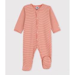 BABIES' PINSTRIPED COTTON SLEEPSUIT